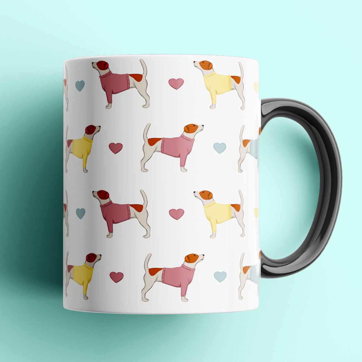 Jack Russell and Hearts Patterned Mug