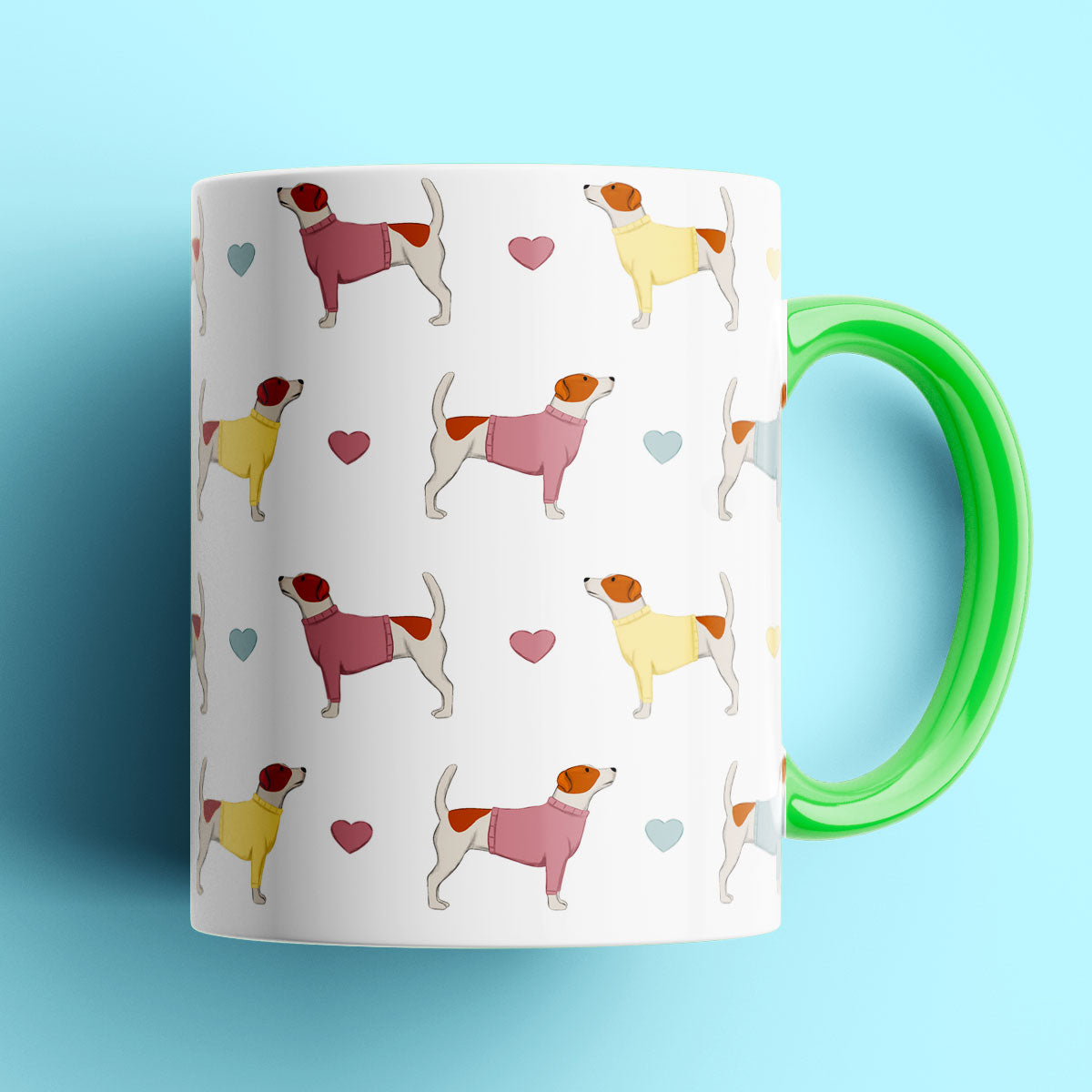 Jack Russell and Hearts Patterned Mug