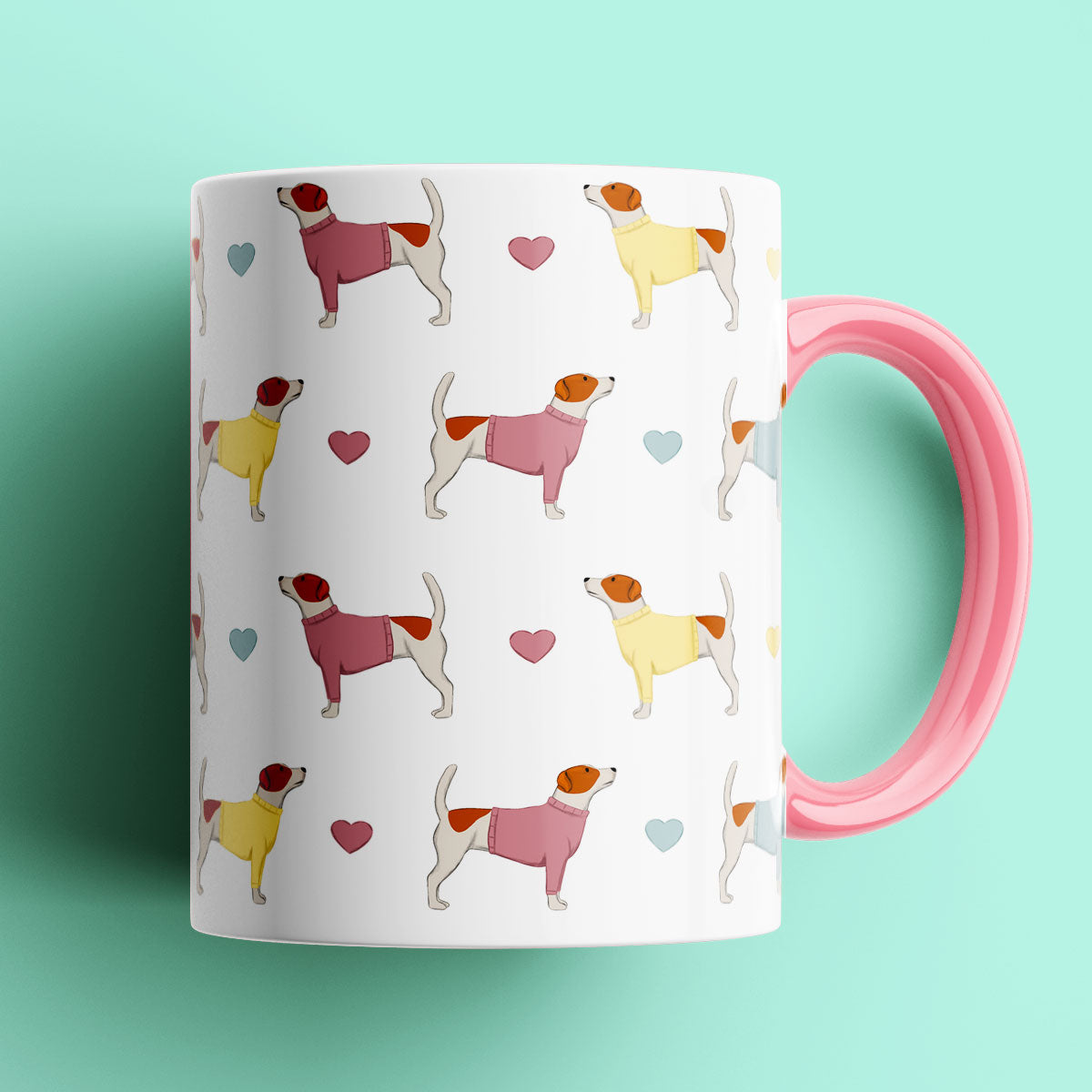 Jack Russell and Hearts Patterned Mug