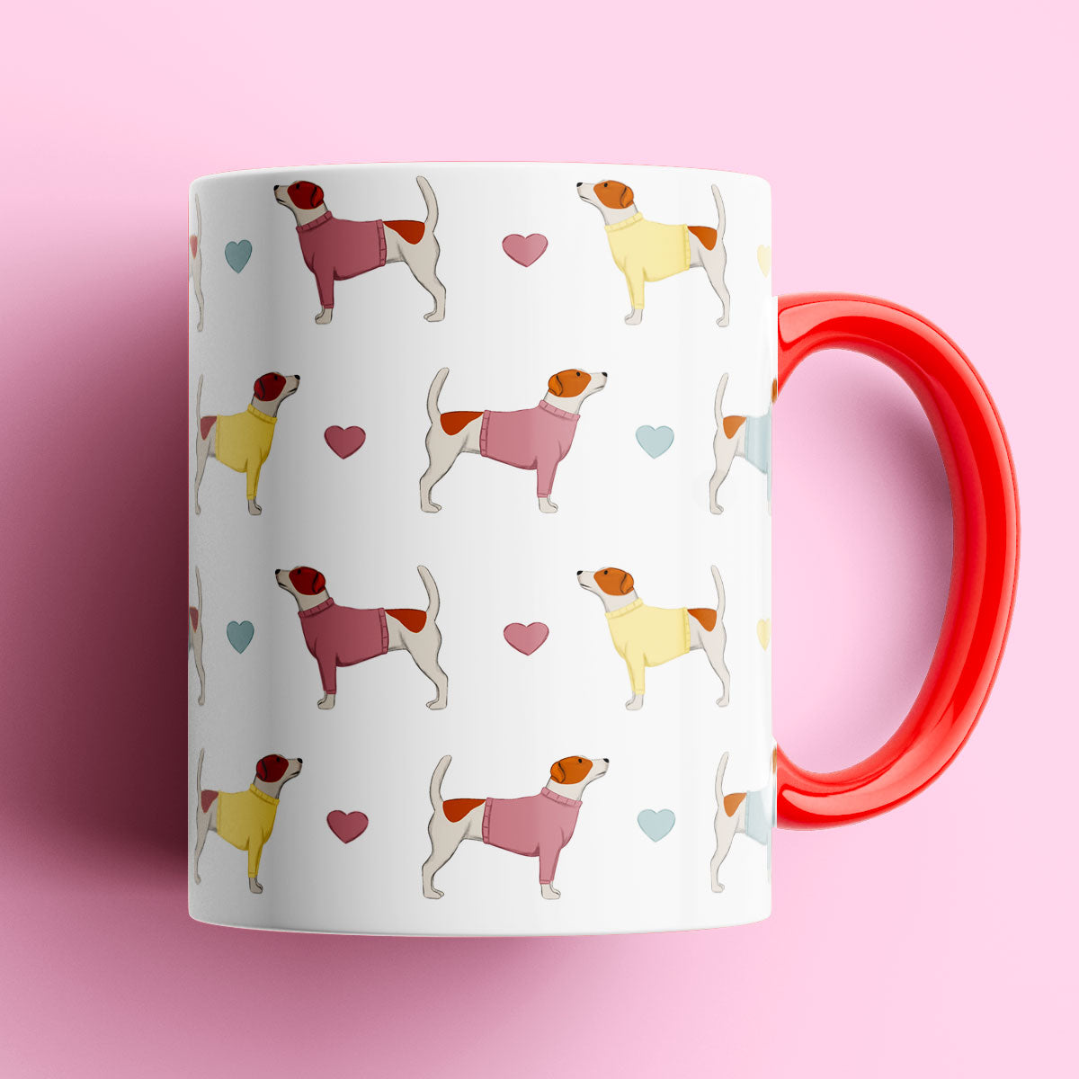 Jack Russell and Hearts Patterned Mug