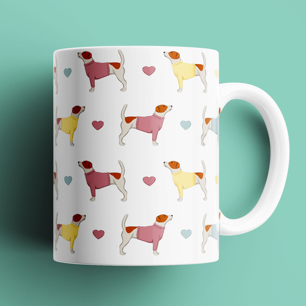 Jack Russell and Hearts Patterned Mug