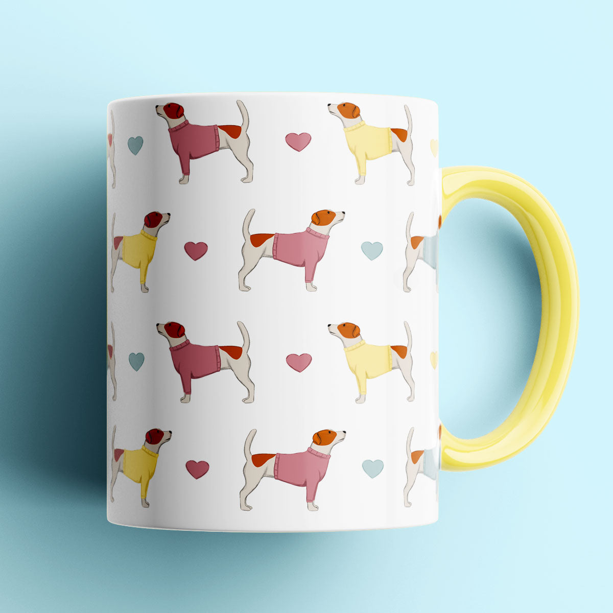 Jack Russell and Hearts Patterned Mug