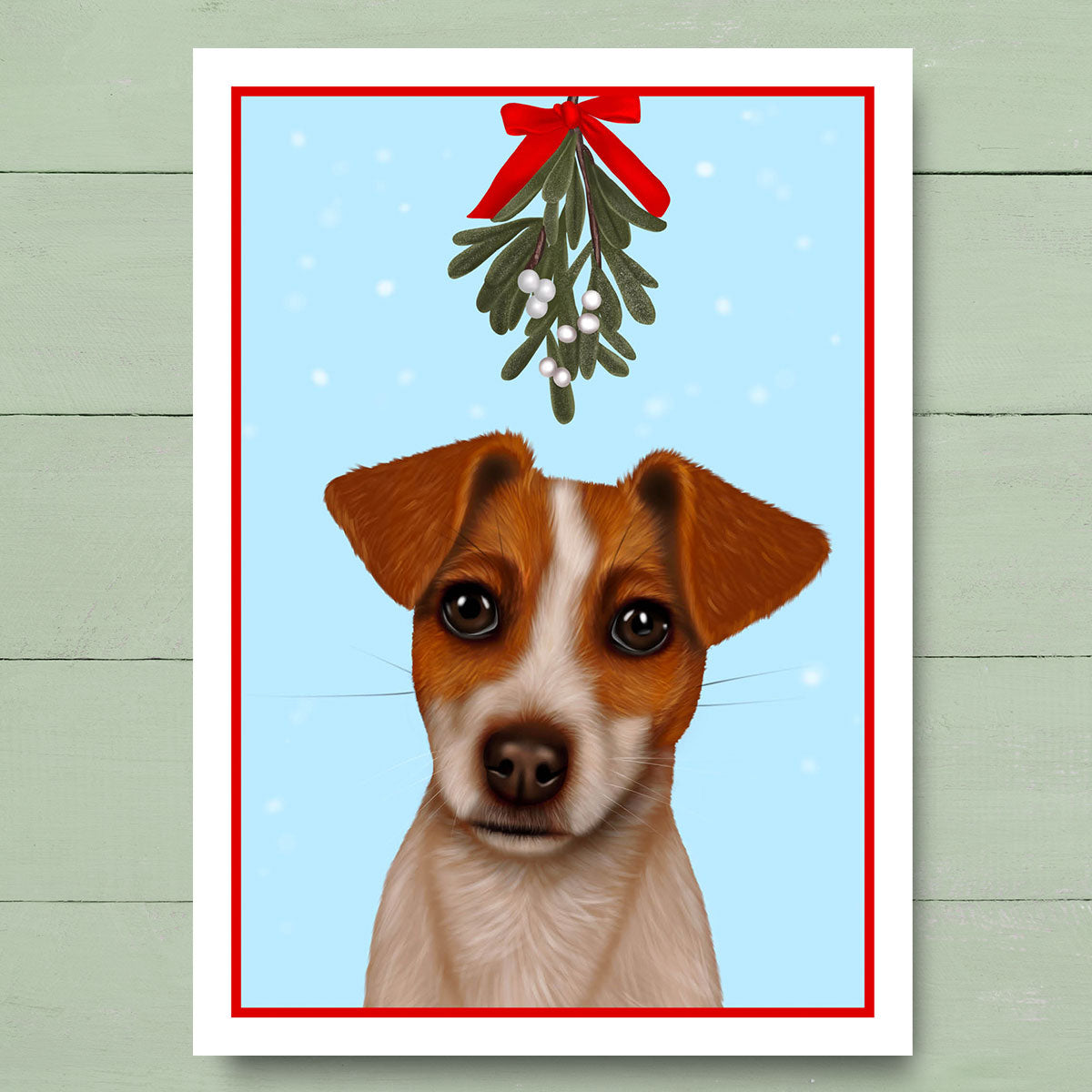 Jack Russell under Mistletoe