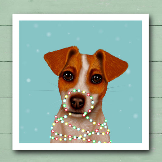 Jack Russell Wrapped in Lights