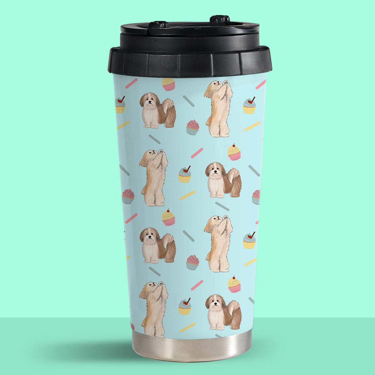 Lhasa Apso and Cupcakes Travel Mug