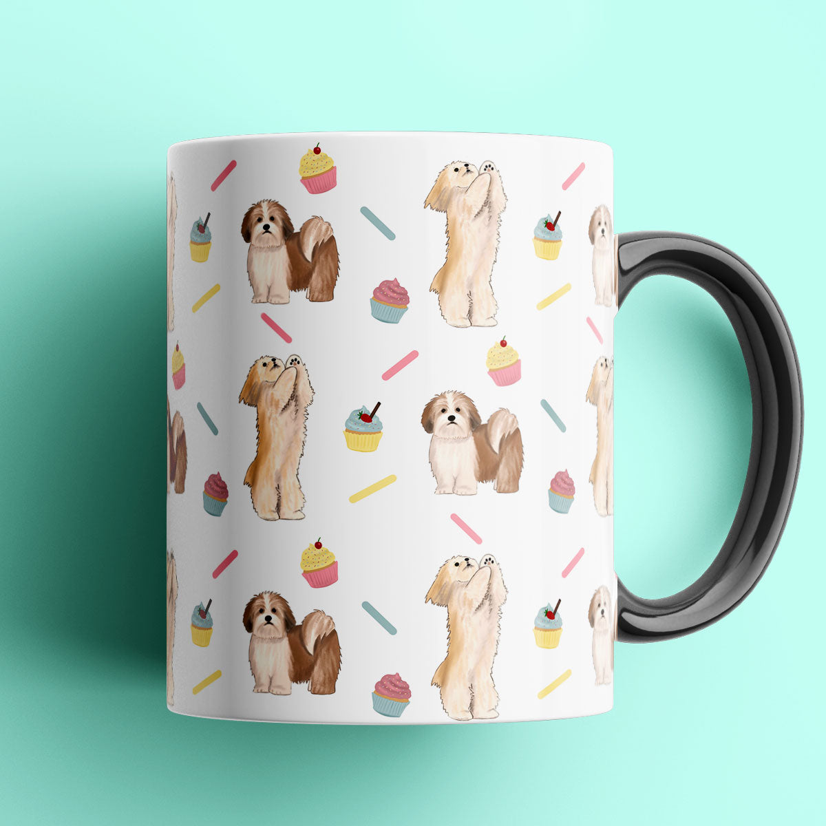 Lhasa Apso and Cupcakes Patterned Mug