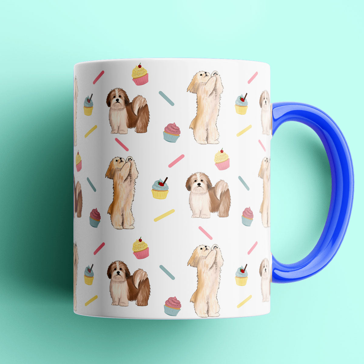 Lhasa Apso and Cupcakes Patterned Mug