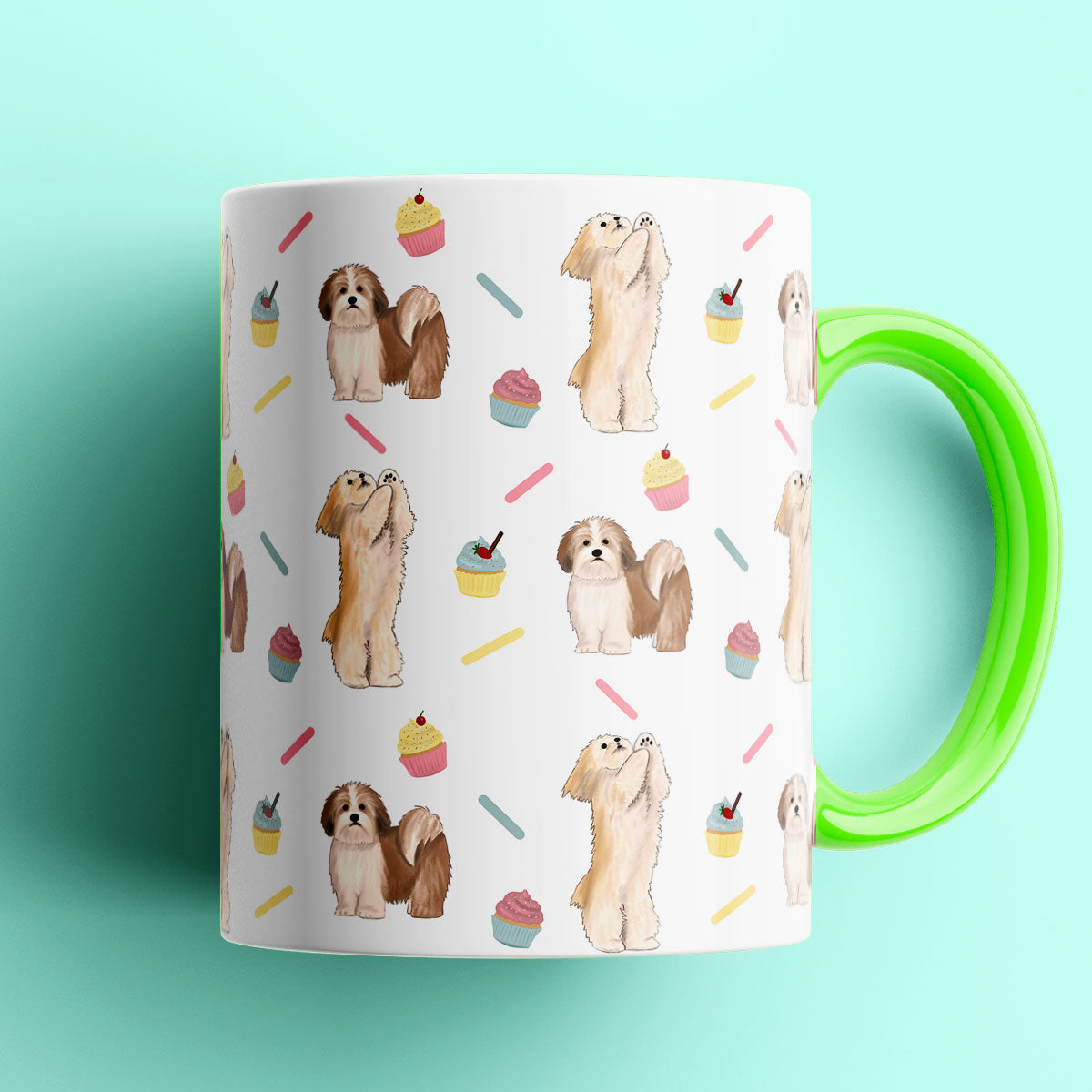 Lhasa Apso and Cupcakes Patterned Mug