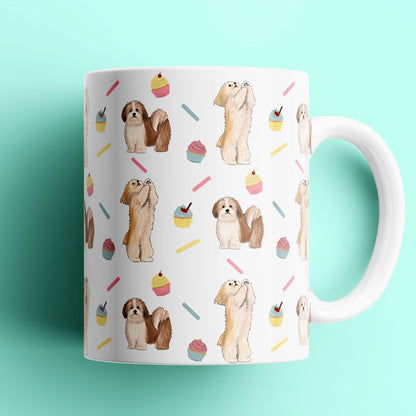 Lhasa Apso and Cupcakes Patterned Mug