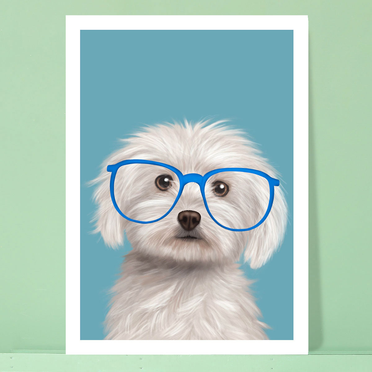 Maltese in Glasses Card