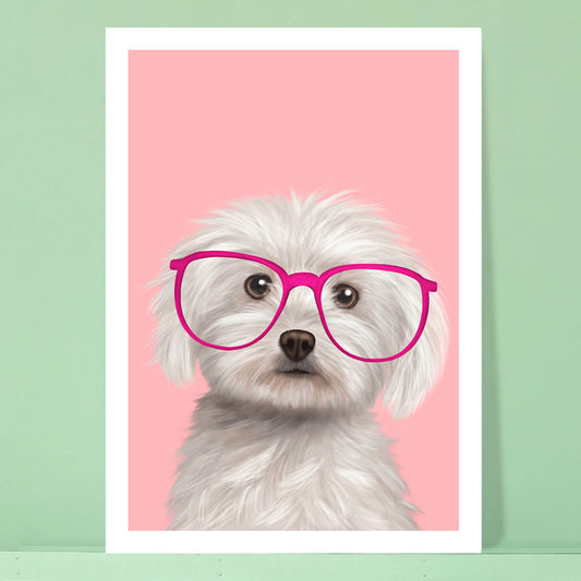 Maltese in Glasses Card