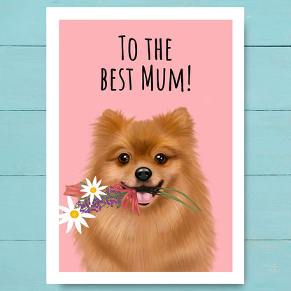 Pomeranian Best Mum Card