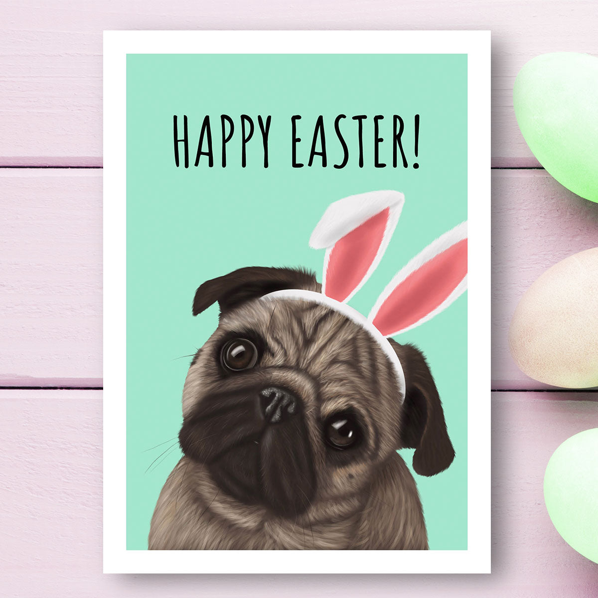 Pug Happy Easter Card