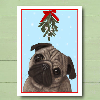 Pug under Mistletoe