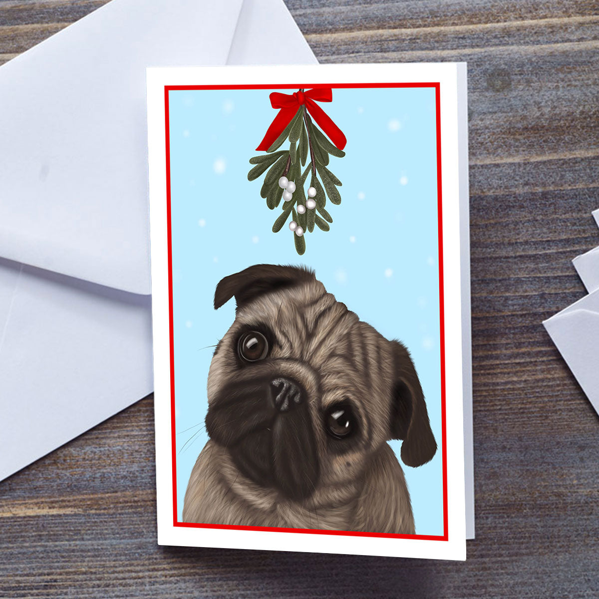 Pug under Mistletoe