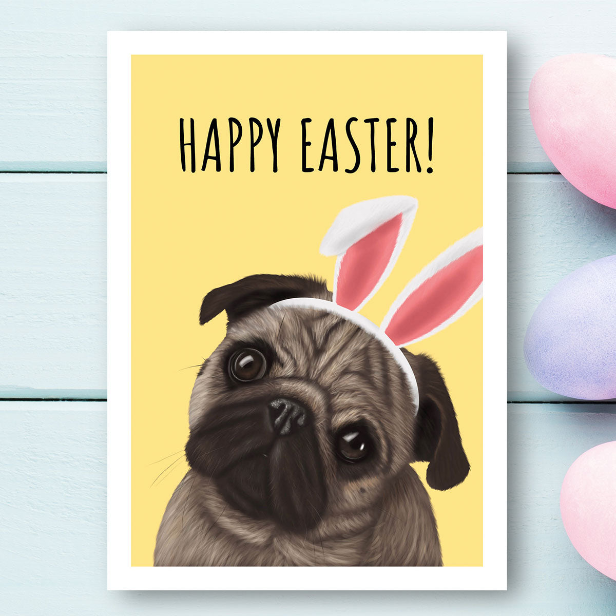 Pug Happy Easter Card