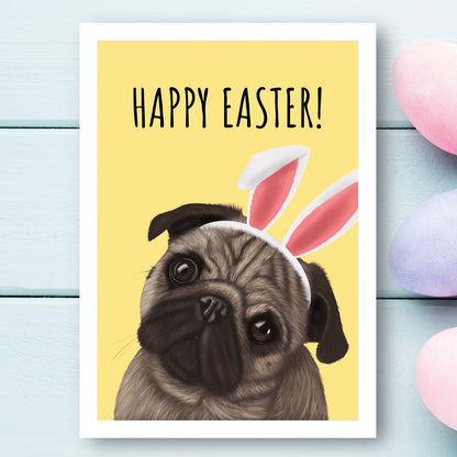 Pug Happy Easter Card