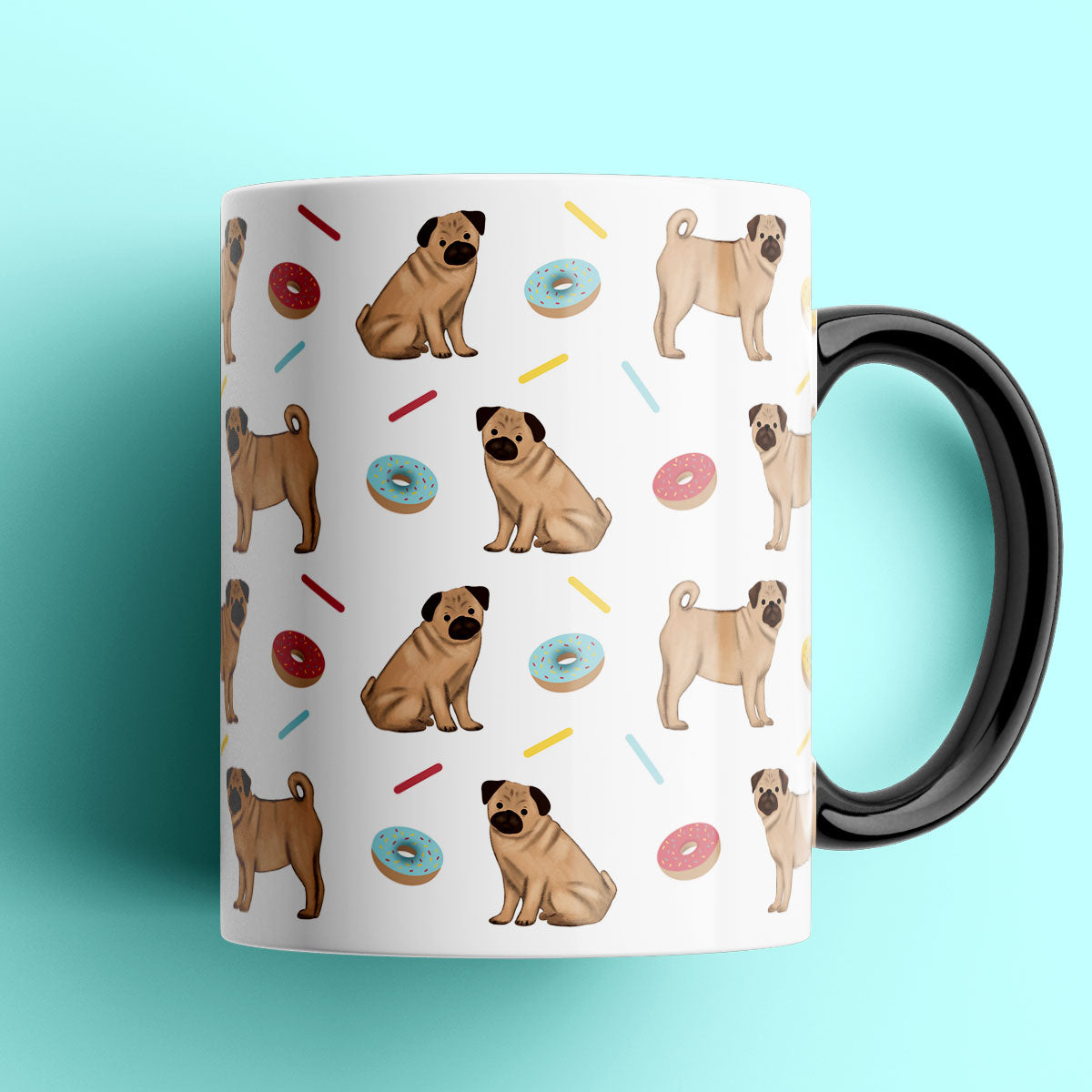 Pugs and Donuts Patterned Mug