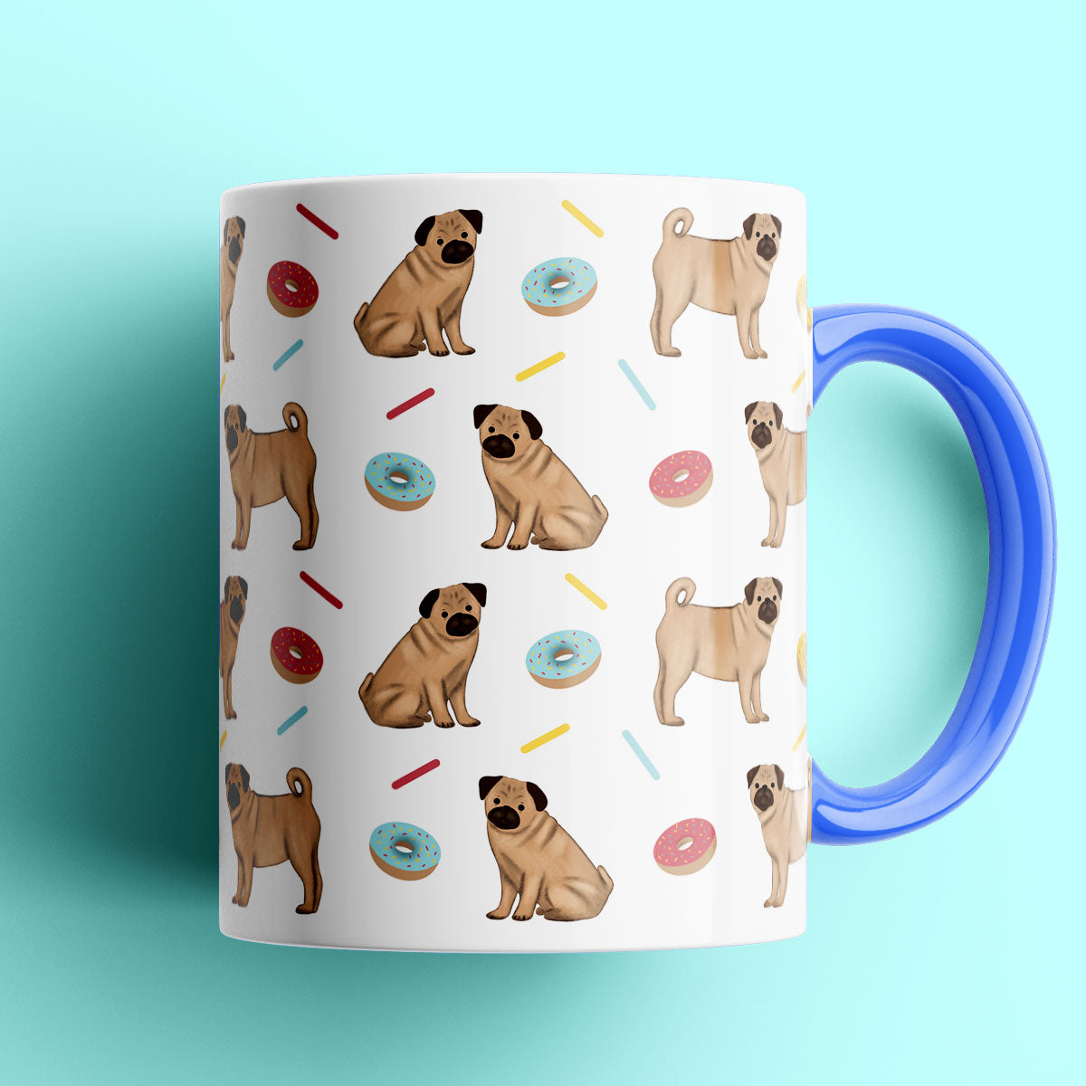 Pugs and Donuts Patterned Mug