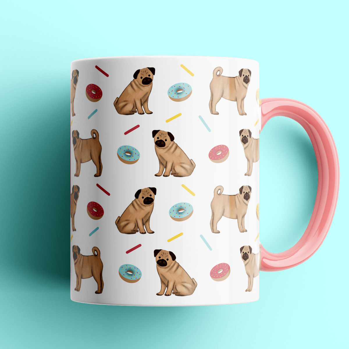 Pugs and Donuts Patterned Mug