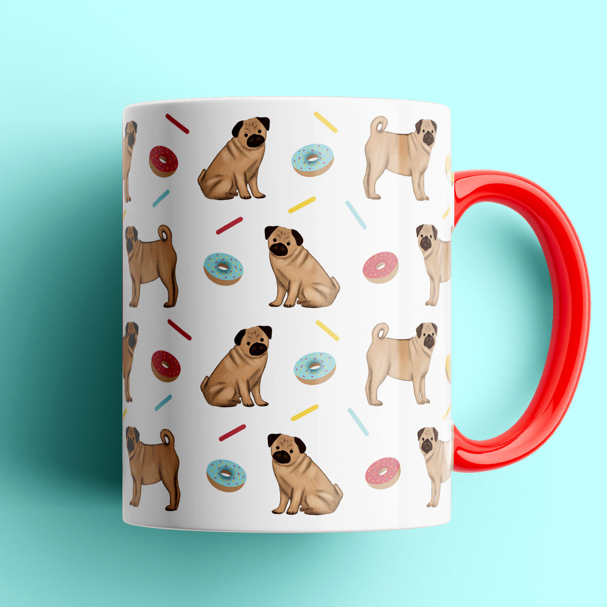 Pugs and Donuts Patterned Mug