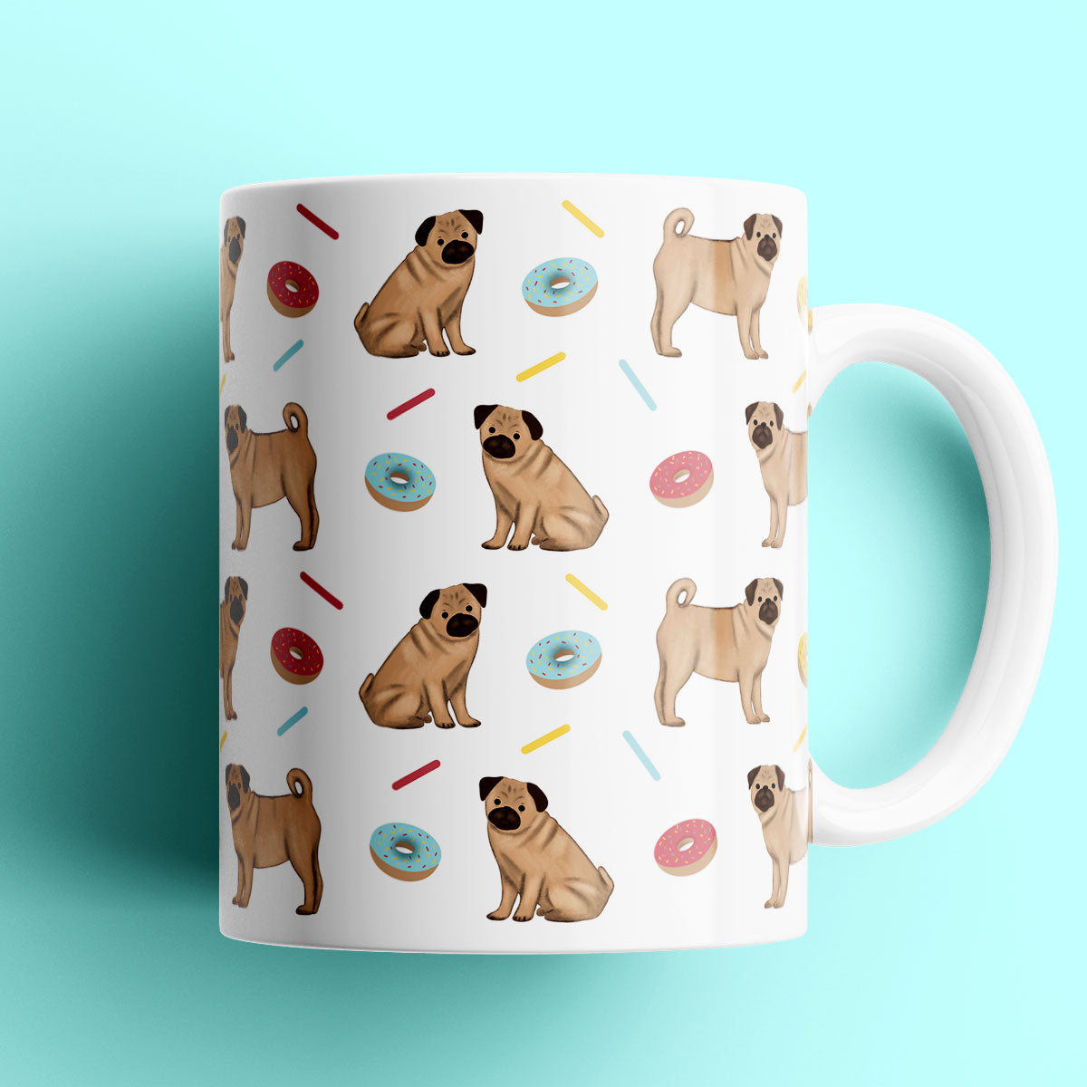 Pugs and Donuts Patterned Mug