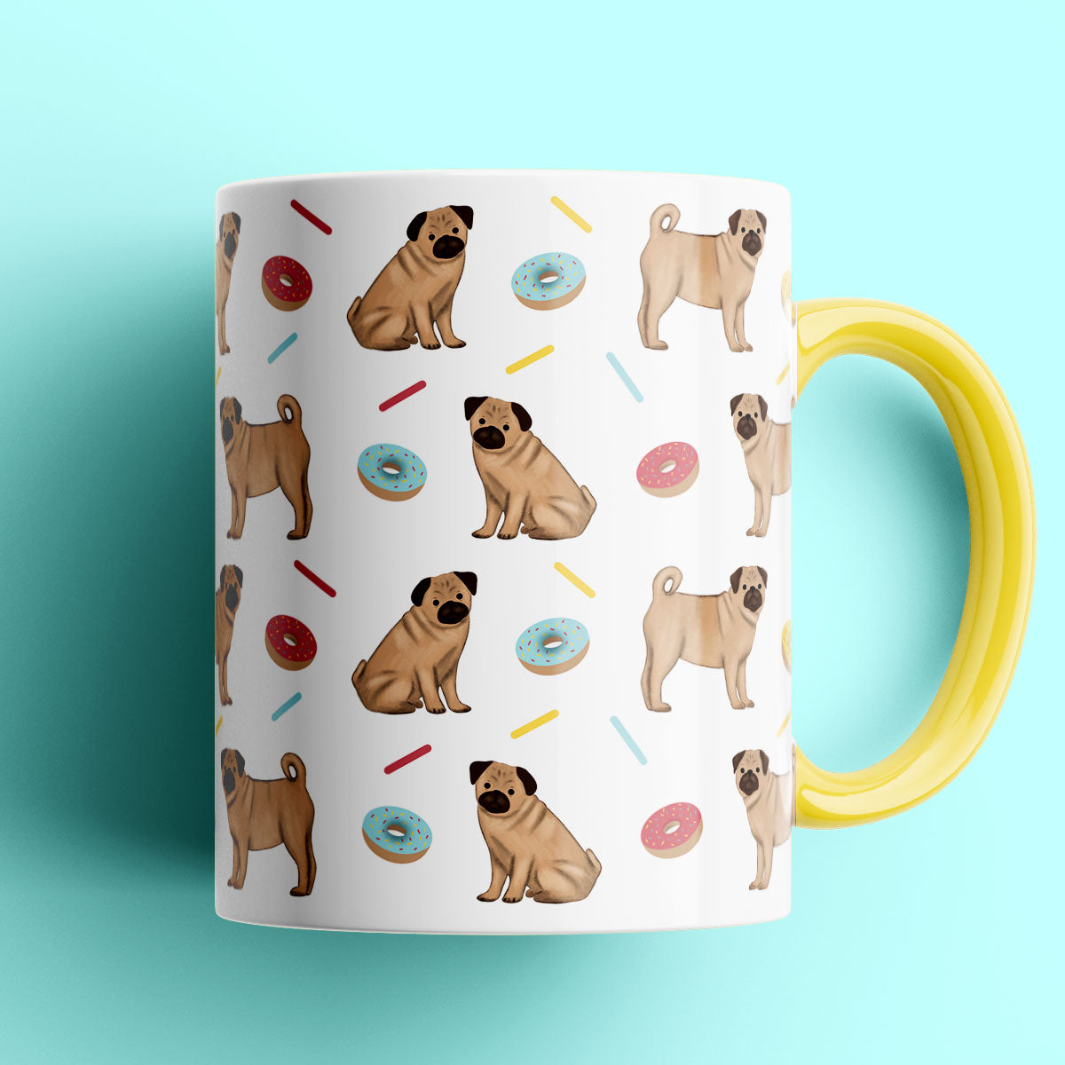 Pugs and Donuts Patterned Mug