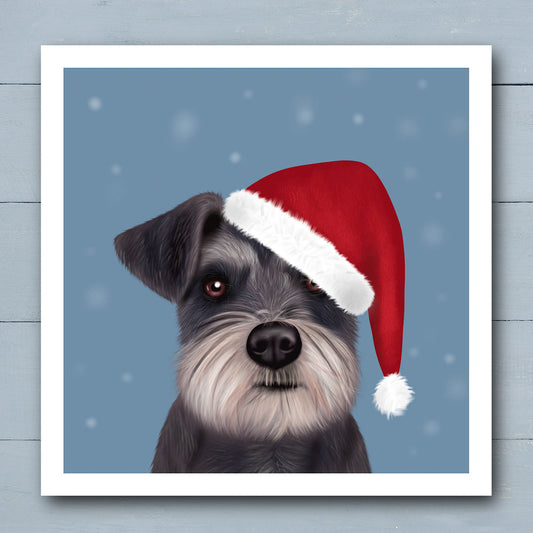 Schnauzer in Santa Hat