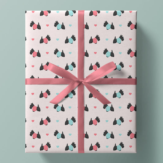 Scottish Terriers and Hearts Wrapping Paper