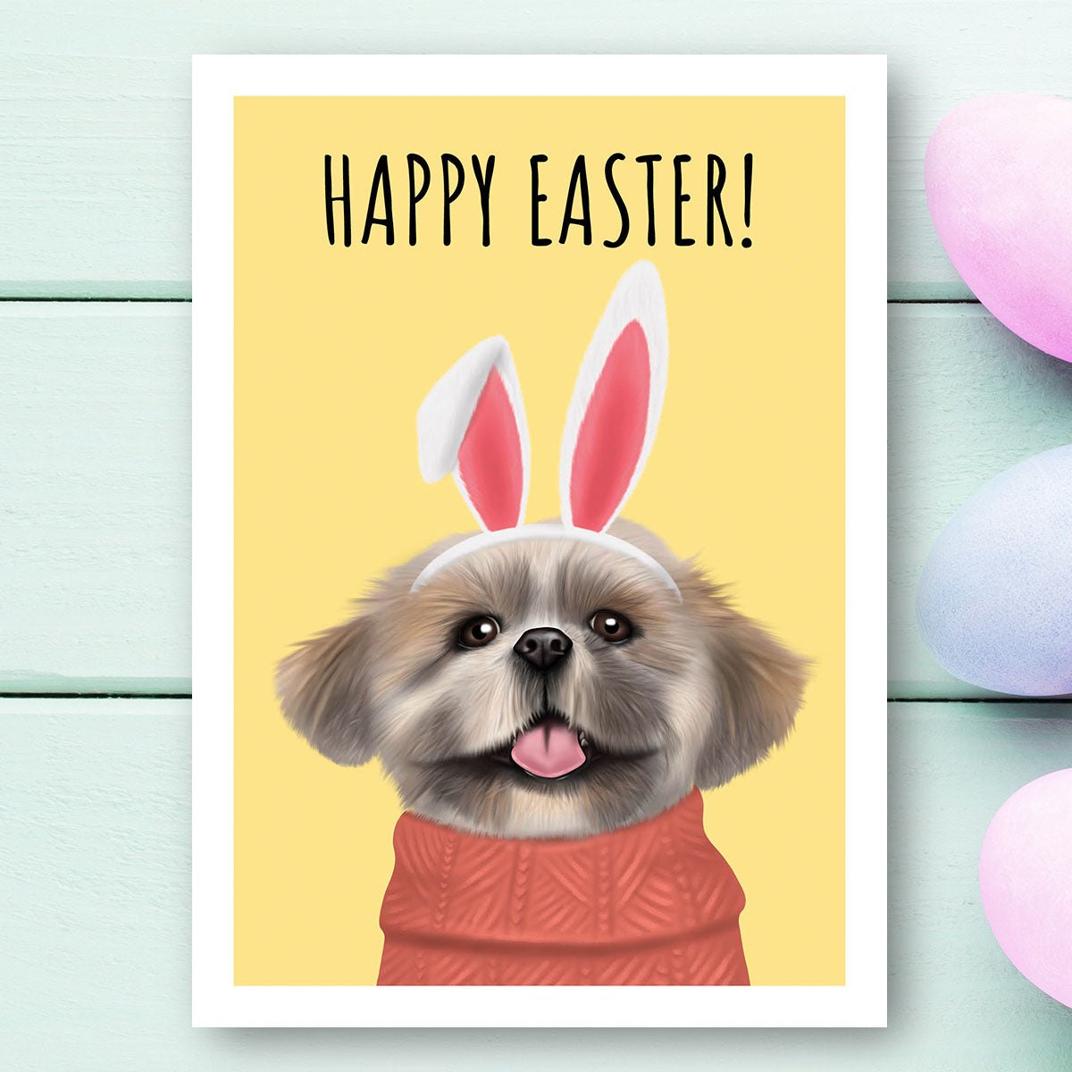 Shih Tzu Happy Easter Card