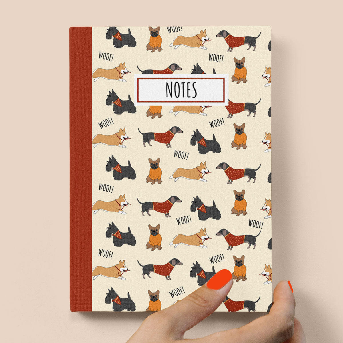 Small Dog Pattern Hardcover Journal