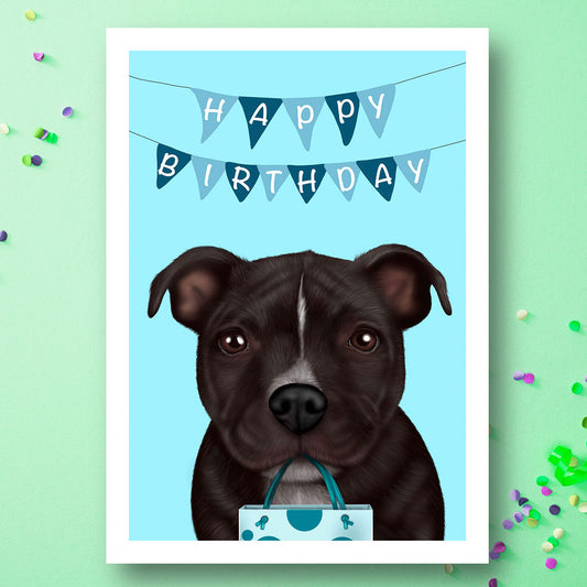 Staffordshire Bull Terrier Birthday Card