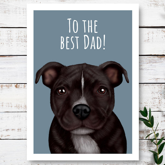 Staffordshire Bull Terrier Best Dad Card