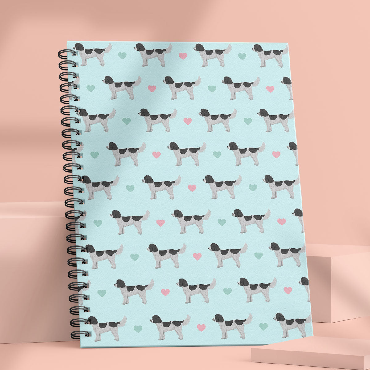 Black and White Cockapoos and Hearts Notebook