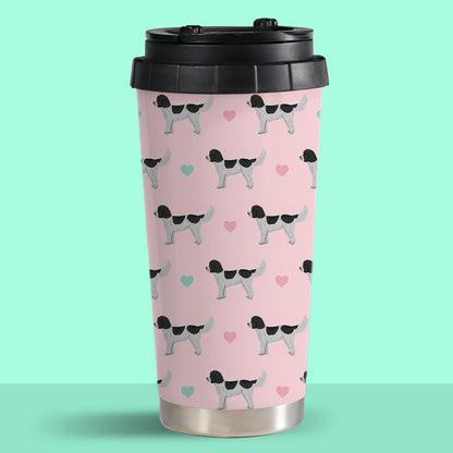 Black and White Cockapoos and Hearts Travel Mug