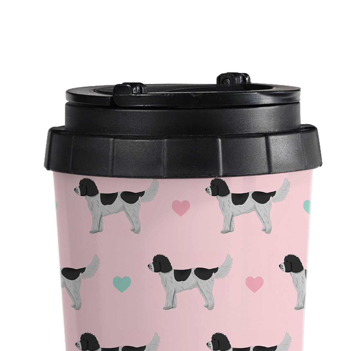 Black and White Cockapoos and Hearts Travel Mug