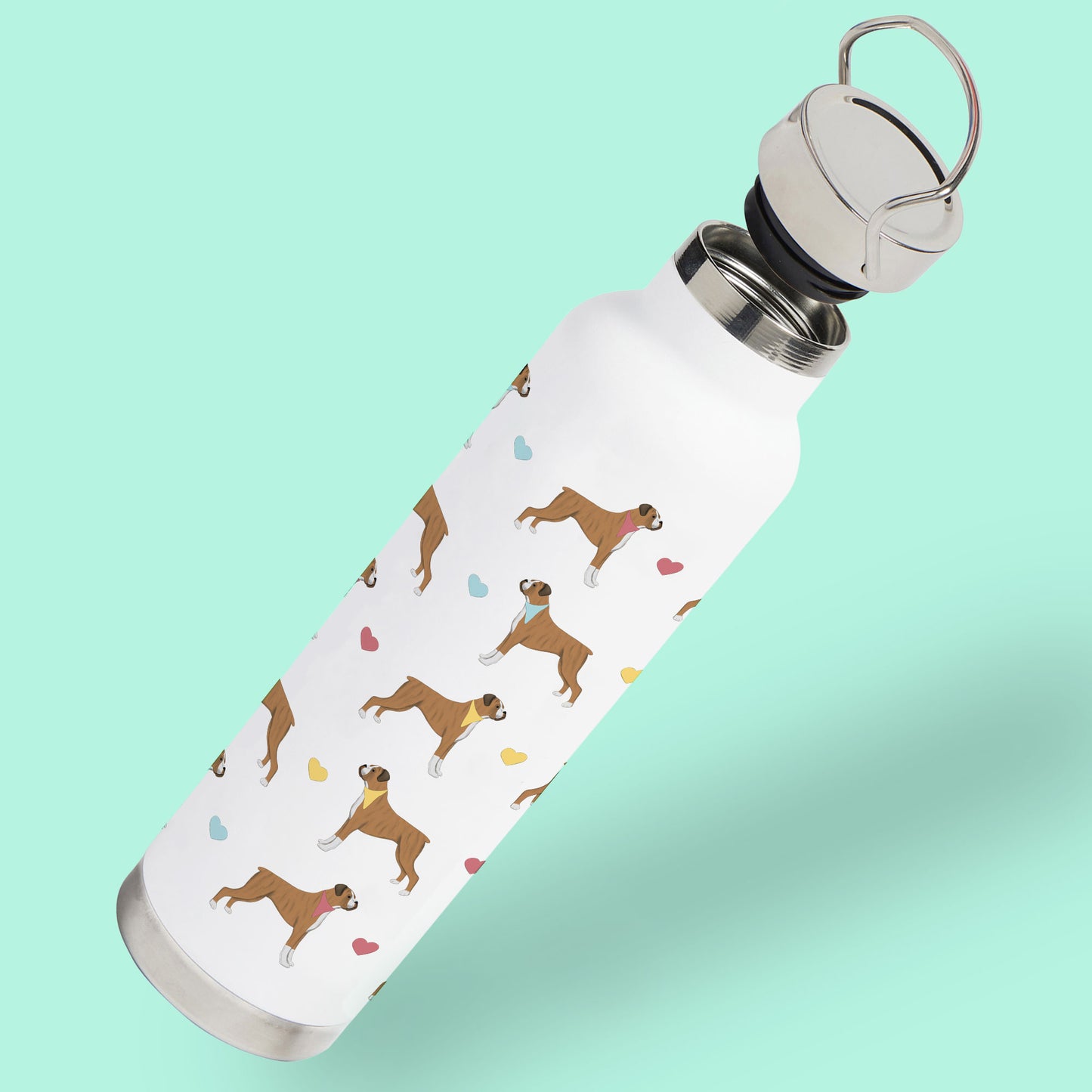 Boxer Dogs and Hearts Water Bottle