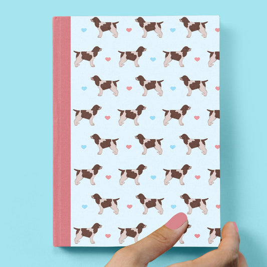 Chocolate Roan Cocker Spaniel and Hearts Hardback Journal