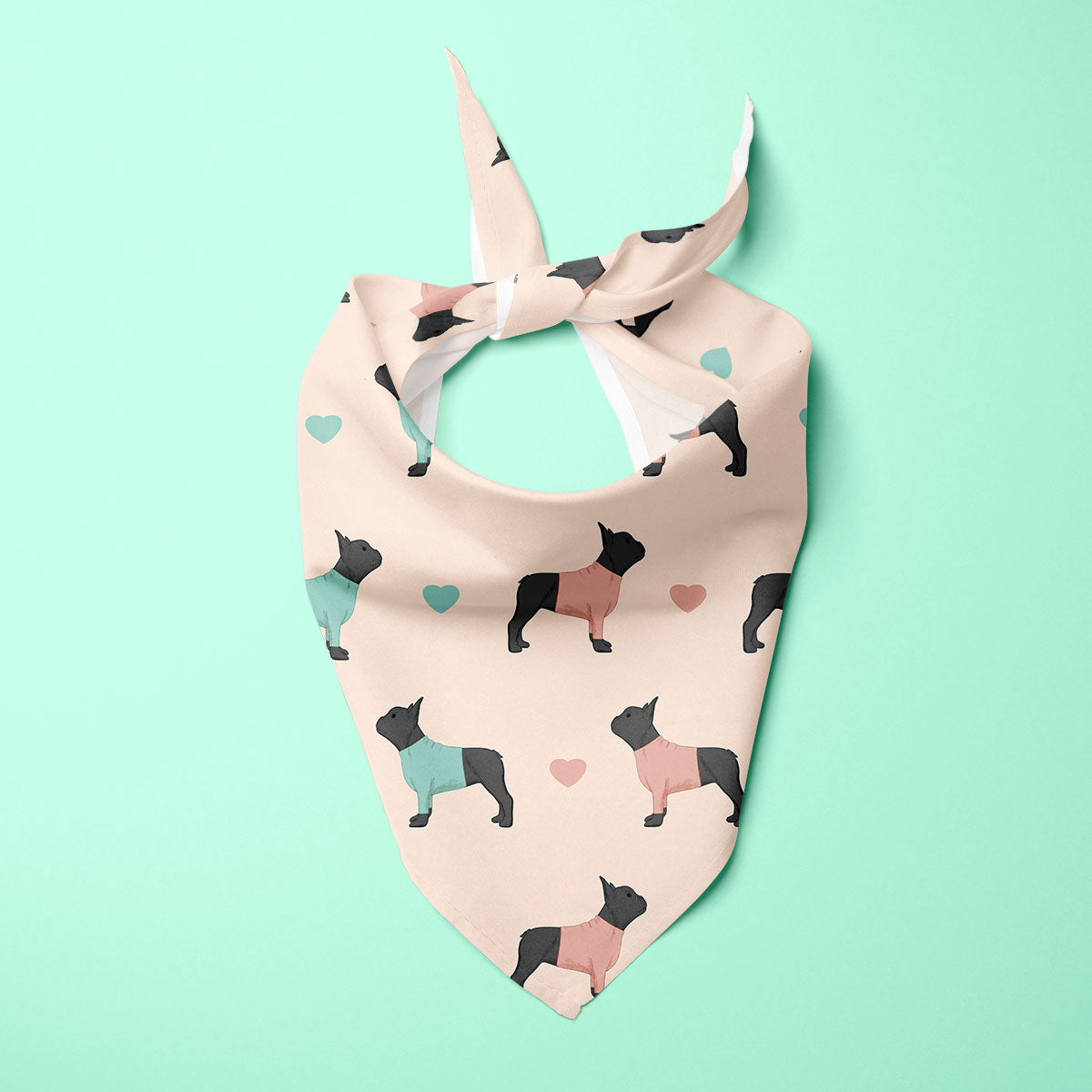 French Bulldogs and Hearts Dog Bandana