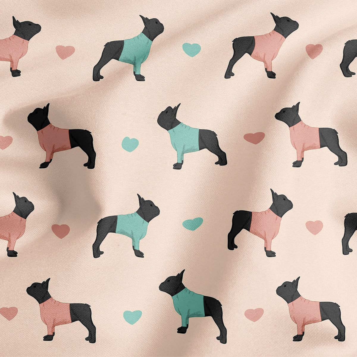 French Bulldogs and Hearts Dog Bandana