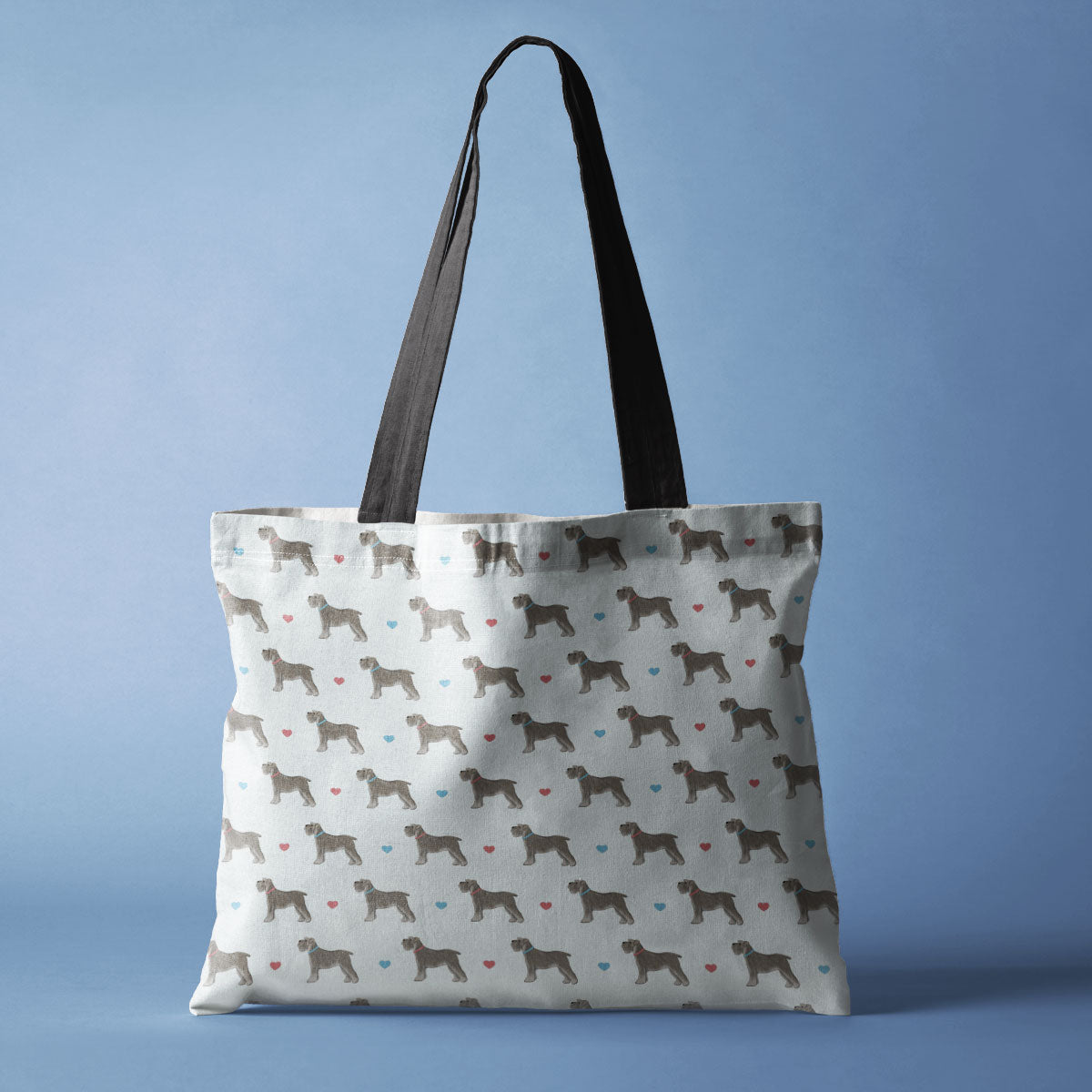 Miniature Schnauzers and Hearts Pattern Canvas Tote Bag