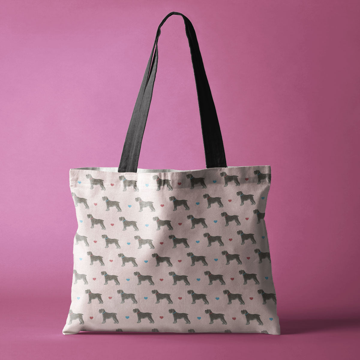 Miniature Schnauzers and Hearts Pattern Canvas Tote Bag