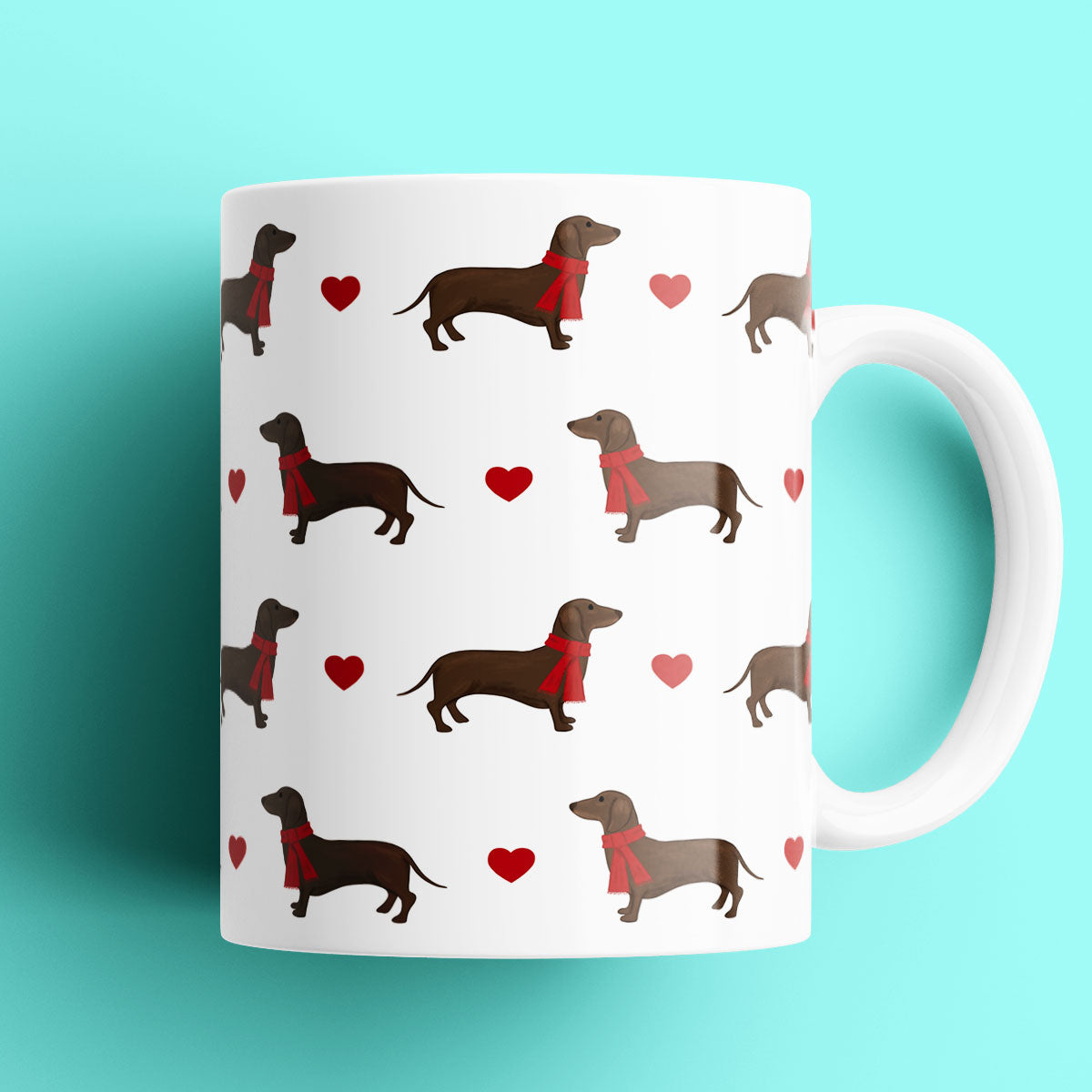 Set of Two Cosy Dachshunds Mugs