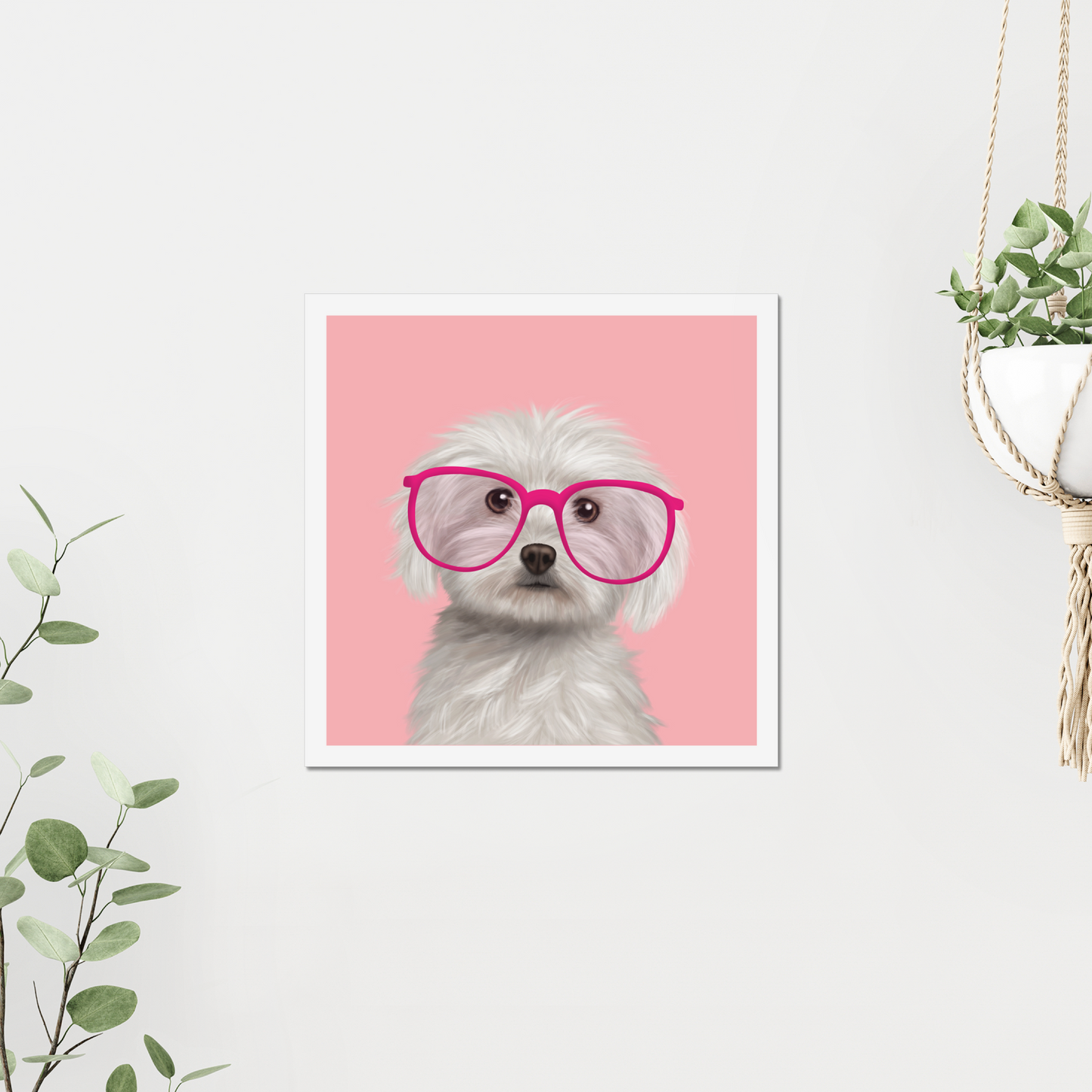 Maltese in Glasses Art Print