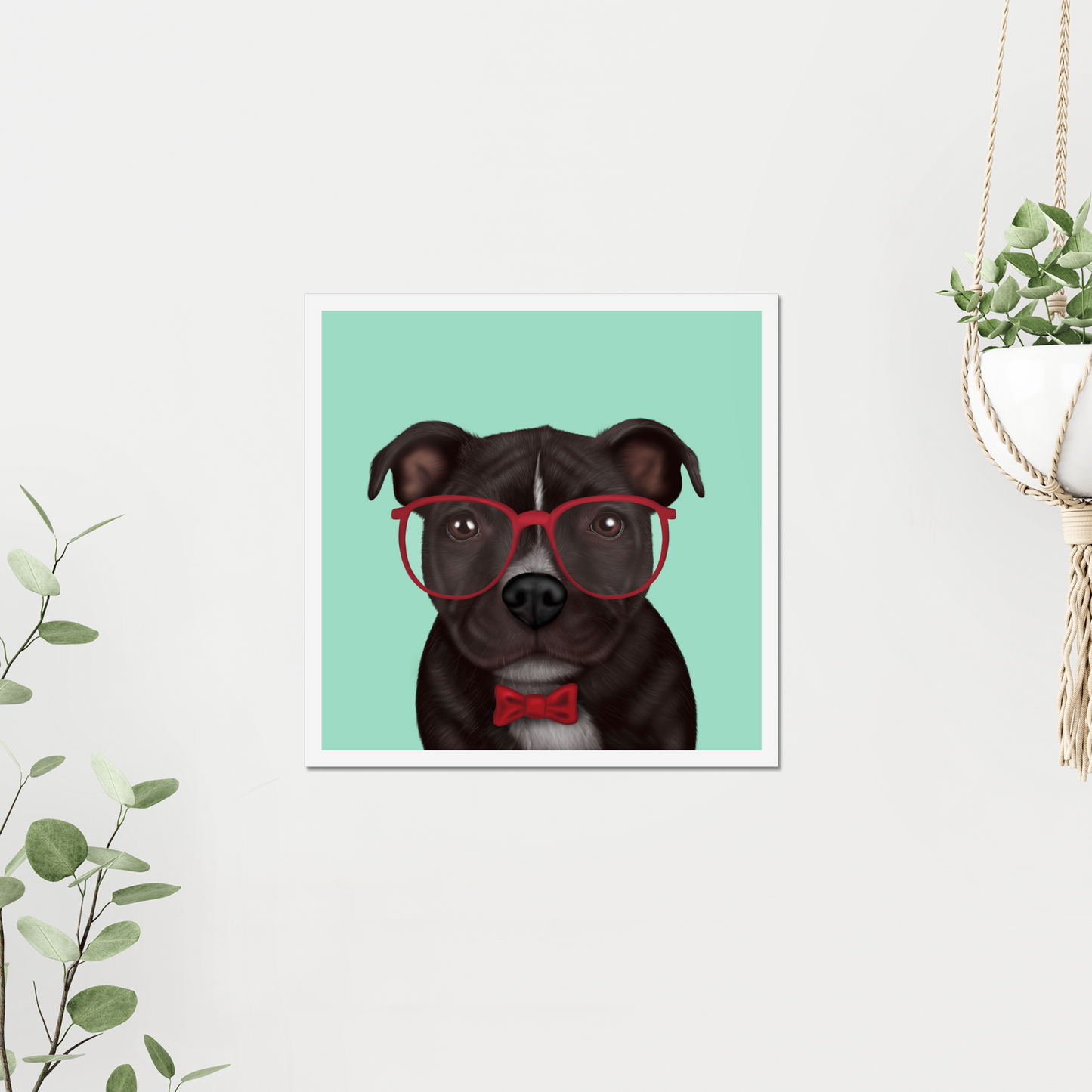 Staffy in Glasses - Art Print