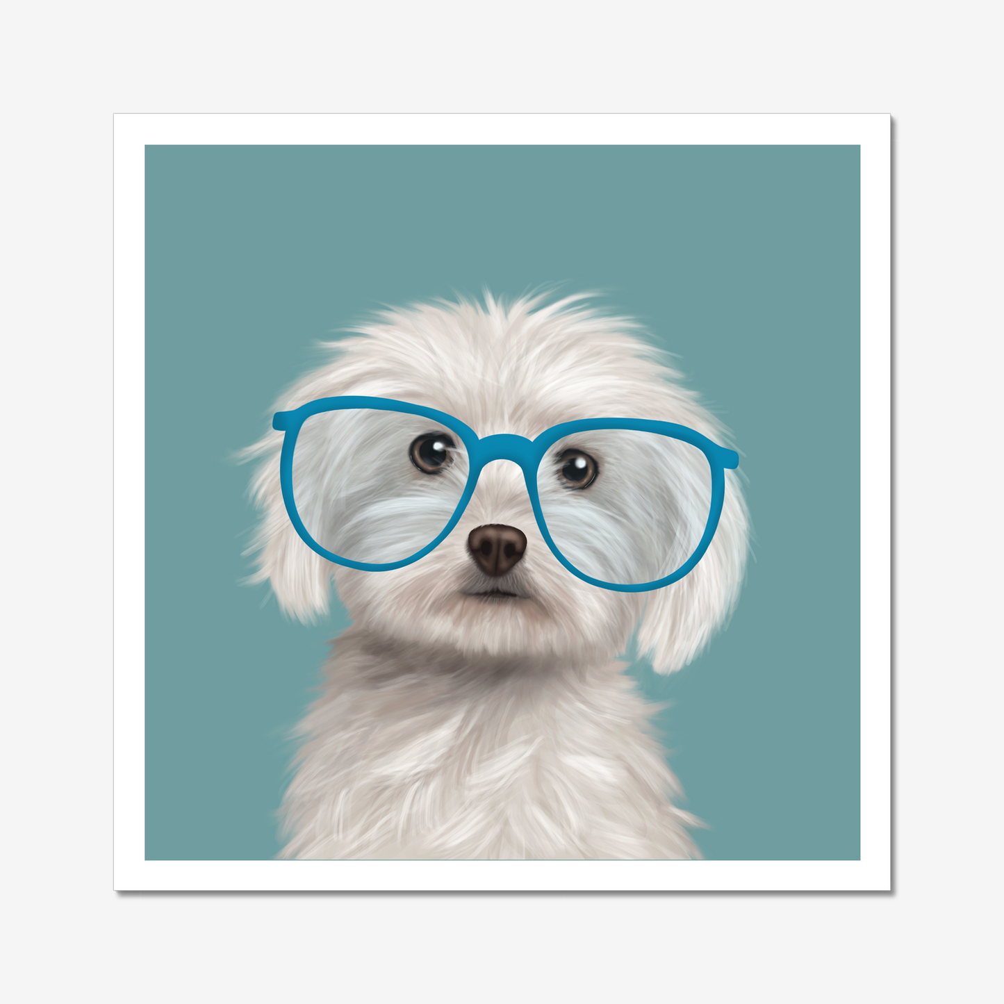 Maltese in Glasses Art Print