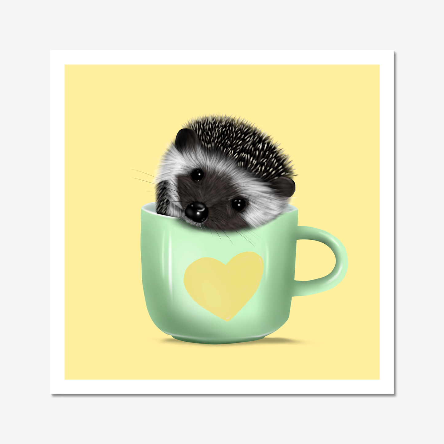 Hedgehog in Mug Art Print