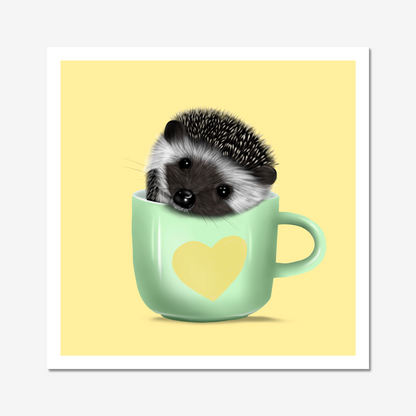 Hedgehog in Mug Art Print