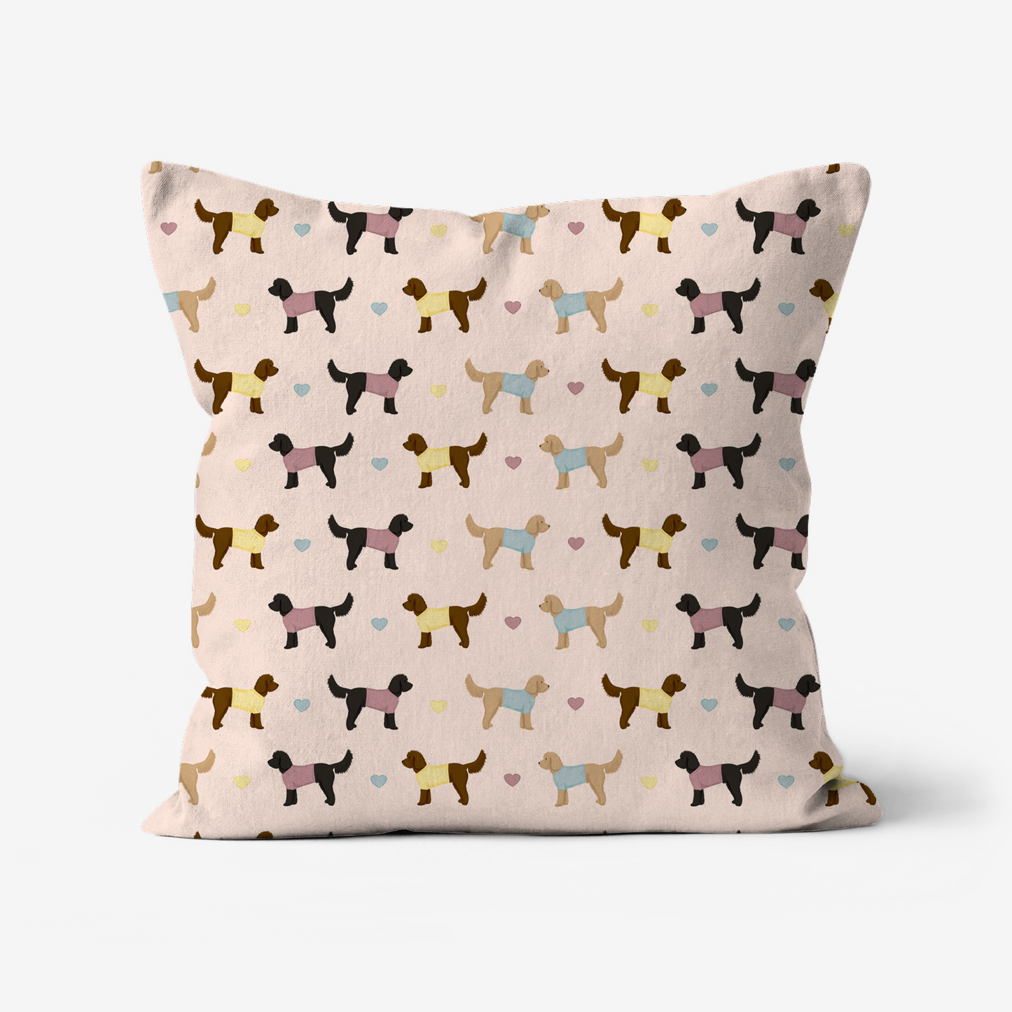 Cockapoos and Hearts Pattern Cushion