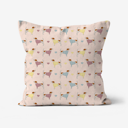 Jack Russell and Hearts Pattern Cushion